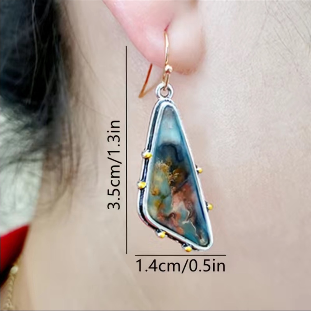 Marbled Irregular Shape Drop Style Earrings - Picture 2 of 6